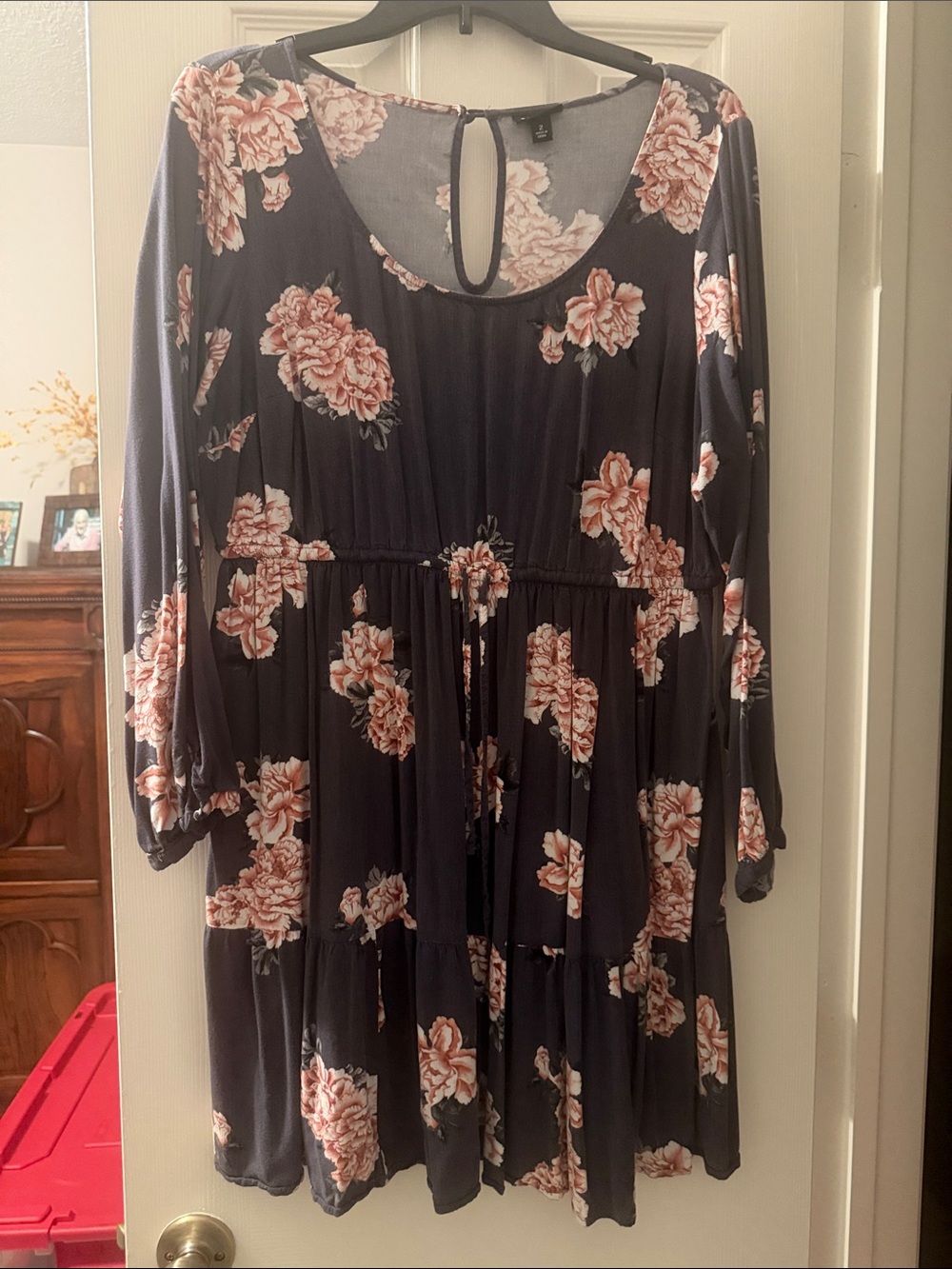 torrid Black Floral Long Sleeve Tiered Dress